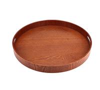 Cloimei Premium Large Round Wooden Serving Tray 50cm Natural Wood Raised Edge Kitchen Food Serving Platter for Home Restaurant Hotel Dining Use