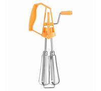 Cloimei Premium Stainless Steel Rotary Hand Whip Whisk Egg Beater Mixer Kitchen Tool Powerful Efficient Egg Mixing for Baking Cooking Pancakes Homemade Mayonnaise Durable Plastic H (Orange)