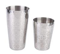 Cloimei Professional 304 Stainless Steel Cocktail Shaker Set Bartender Boston Shaker with Engraved Pattern Leak Proof Design for Mixing Cocktails Iced Coffee and Tea Silver 550ml 8