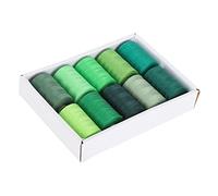 Cloimei Professional Green Sewing Thread Set 10 Rolls 1000 Yards Total Extra Strong Polyester Threads for Machine and Hand Sewing Projects with Convenient Storage Box
