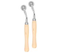 Cloimei Professional Tracing Wheel Set 2PCS Heavy Duty Stainless Steel Roller with Wood Handle for Leather Crafting Sewing Patterns and Fabric Marking DIY Projects