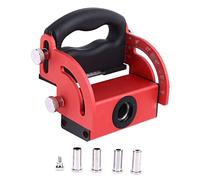 Cloimei Professional Woodworking Hole Positioner Adjustable Angle Drill Guide Punch Locator for DIY Carpentry Projects Aluminum Alloy Carbon Steel Black Red 98mm 4 Drill Bushings