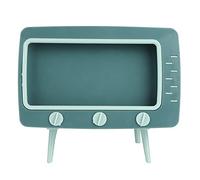 Cloimei Retro TV Style Tissue Box Holder with Phone Stand Double Storage Desktop Paper Dispenser Cute Home Office Decor Dark Grass Green ABS PP Material 375g