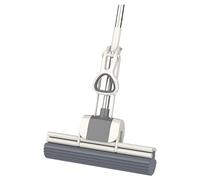 Cloimei Roller Sponge Mop Lightweight Self Squeezing Wash Mop with 2 Replaceable Heads Easy Wringing Stainless Steel Handle for Hardwood Tile Floors Home Office Cleaning