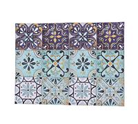 Cloimei Self Adhesive Tile Stickers Decorative Floor Wall Stickers Vintage Retro Peel and Stick Tiles for Kitchen Bathroom 12 Pack PVC 20x20cm (Dark Green with Gold Trim)