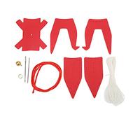 Cloimei Semi Finished DIY Paper Cranes Artificial Leather Soft Red Pendant Ornaments for Car Decor Party Decorations 1 Set with Red Rope Bell and Sewing Thread
