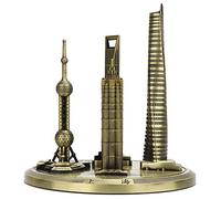 Cloimei Shanghai Landmark Collection Model Oriental Pearl Tower Jinmao Building Global Financial Center Miniature Architecture Electroplated Bronze Gold Souvenir for Office Decor T (Bronze-Large)