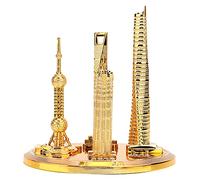 Cloimei Shanghai Landmark Collection Model Oriental Pearl Tower Jinmao Building Global Financial Center Miniature Architecture Electroplated Bronze Gold Souvenir for Office Decor T (Gold-Large)