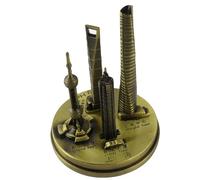 Cloimei Shanghai Landmark Collection Model Oriental Pearl Tower Jinmao Building Global Financial Center Miniature Architecture Electroplated Bronze Gold Souvenir for Office Decor T (Bronze-Small)