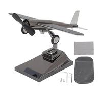 Cloimei Solar Powered Aircraft Model with Rotating Propellers Zinc Alloy Plastic Construction Easy Assembly Solar Energy Powered Desk Decor for Car Dashboard or Office Tabletop