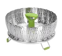 Cloimei Stainless Steel Steam Basket Foldable Multipurpose Kitchen Steamer Rack for Vegetables Seafood Meat Cooking Utensil with Material Silver 10oz 13oz (Large)