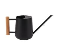 Cloimei Stainless Steel Watering Can 900ml Long Spout Elegant Flower Watering Pot with Wooden Handle for Indoor Outdoor Garden Plant Care Durable Rustproof (Black)