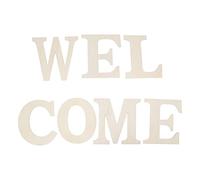 Cloimei Unpainted Welcome Sign Letters 7PCS Wooden DIY Craft Decorative Wall Hanging Customizable for Wedding Home Party Classroom Decor 2mm Plywood