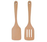 Cloimei Wooden Spatula Set 2PCS Kitchen Utensils Non Leaking and Leaking Spatulas for Cooking Baking Mixing Stirring Made of Premium Beech Wood with Hanging Hole Lightweight Durabl