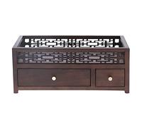 Cloimei Wooden Storage Box Vintage Tea Set Organizer Handcrafted Walnut Display Case for Tea Cakes Jewelry 15x9.8x6.1 Inches Rustic Home Decor