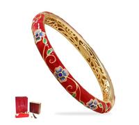 Cloisonne Enamel Bracelets, Blue and White Porcelain Filigree Enamel Bracelets, Round Elegant Handmade Floral Bracelet, Vintage Enamels Rhinestone Bangle, Creative Gifts for Girls and Women (Style G)