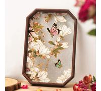 Cloisonne Enamel Painting DIY Kit for Adults Beginners, DIY Butterflies Flowers Pattern Filigree Enamel Glass Serving Tray, Home Decor, Chinese Intangible Cultural Heritage