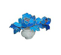 Cloisonne Enamel Porcelain Craft Peony Flower Brooch Chinese Retro Charm women's silver jewelry