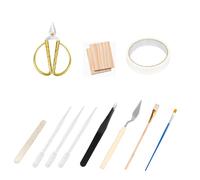 Cloisonne Enamel Tool Set, Scissor Tweezer Pipette Painting Knife Wood Board Brush Material Package, DIY Filigree Enamel Tool Kit