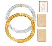 Cloisonne Wire 20m Gold & Silver (1x0.3mm) | Jewelry Making Tools Kit with 2 Wire Straightening Boards for DIY Metalwork, Home Decor, Crafting Gifts, Artisan Supplies & Beginners/Professionals