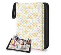 CLOKORIA Card Binder for Girls, 440 Cards Trading Card Holder with 55 Sleeves, 4 Pockets for TCG Playing Cards, Collector's Album, Scrapbook, Colorful Fish Scales