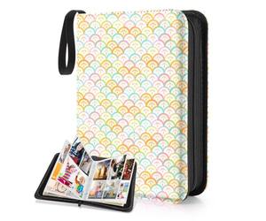 CLOKORIA Card Binder for Girls, 440 Cards Trading Card Holder with 55 Sleeves, 4 Pockets for TCG Playing Cards, Collector's Album, Scrapbook, Colorful Fish Scales