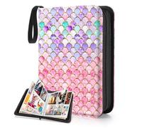 CLOKORIA Card Binder for Girls Gifts,440 Cards Collectible Trading Card Holder Case with 55 Sleeves, 4 Pocket for TCG Game Cards Collection Sports Trading Cards Collector Album (Fish scales)