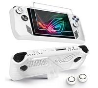 CLOKORIA Protective Case Compatible with ASUS Rog Ally 2023,3 in 1 Cover Case for Rog Ally with 2 Tempered Glass Screen Protector and 2 Thumb Grip Caps (White)