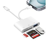 Clomnpe SD Card Reader for iPhone USB C, Apple MFi Certified, Card Reader with SD, TF and USB, Two-Way Transfer & Plug and Play, for iPhone/iPad/MacBook/Camera, Travelers