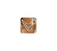 CLOORDE 3 Pcs Sea Shell Necklaces for Women White Puka Shell Necklaces Gold Shell Starfish Fishtail Charm Necklaces Summer Beach Surfer Choker Seaside Jewelry Accessories, Zinc, No Gemstone