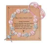 CLOORDE Dance Recital Gifts for Women Never Miss a Chance to Dance Bracelet Adjustable Pink Pearl Rhinestone Beaded Bracelet Ballerina Gifts for Daughter Niece Dancer Friend Mate, L, Zinc, no gemstone