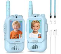 Clordeal Kids Video Walkie Talkies with Voice Changer & Camera - Rechargeable Long Range Walkie Talkies for Children, 600ft, Photo Filters, Gifts for 3-12 Year Old Boys Girls (2 Pack Blue)