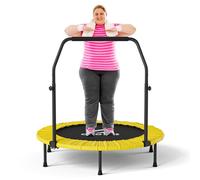 CLORIS 40''/48'' Foldable Fitness Trampoline - Max Load 400lbs / 450lbs, Rebounder with Adjustable Foam Handle Indoor/Outdoor Fitness Body Exercise (40'' Yellow-3)