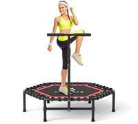 CLORIS 45in Trampoline Mini Rebounder Fitness Trampoline with Adjustable - Max Load 450lbs, Foam Handle with safty Padded Cover Best Gift (Red)