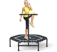 CLORIS 45in Trampoline Rebounder Max Load 450lbs Fitness Trampoline with Adjustable Foam Handle for Adult, Best Gift for Adult (Blue)