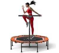 CLORIS 48in Folding Trampoline - Max Load 450lbs Mini Rebounder Fitness Trampoline with Adjustable Foam Handle, with safty Padded Cover Best Gift (48'' Orange)