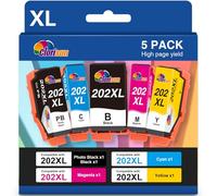 Clorisun 202XL Ink Cartridges Replacement for Epson 202XL 202 XL Ink Cartridges Multipack for Expression premium XP-6100 XP-6105 XP-6005 XP-6000 XP-6001 XP6105 XP6100 XP6005 Printer(5 Pack)