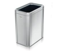 Clorox Slim Open Trash Can - 2.6 Gallon (10 Liter) Small Metal Waste Basket with Removable Bucket for Narrow Spaces - Stainless Steel Garbage Bin for Bathroom, Bedroom, or Office