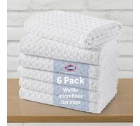CLOROX Waffle Bar Mops - Microfiber Quick Dry Dishcloths - Absorbent Multipurpose Cleaning Cloths for Restaurants, Kitchen, Bathroom, Hotel - 16" x 19" - White 6 Pack