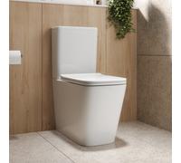 Close Coupled Back to Wall Rimless Toilet with Soft Close Seat and Square Chrome Flush Button - Albi