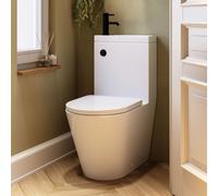 Close Coupled Closed Back Toilet with Sink on Top & Black Fittings - Legend