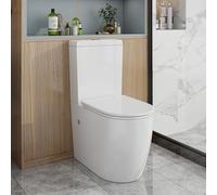 Close Coupled Comfort Height Toilet Back to Wall Bathroom Toilets Ceramic WC High Toilet Pan Soft Close Seat & Cistern Modern Round Elongated Toilet for Disabled Eldery