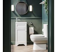 Close Coupled Toilet and White Basin Vanity Unit Cloakroom Suite - Baxenden