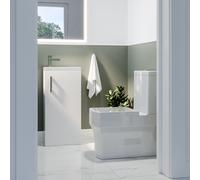 Close Coupled Toilet and White Gloss Basin Vanity Unit Cloakroom Suite - Ashford