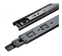 Close Drawer Runners 4PCS 3 Way Cold Rolling Steel Drawer Slide Black Heavy Drawer Track Rail Three Section Slides Furniture Sliding Tracks(16 Inch)