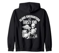 Close Encounters of the Thirsty Kind Alien Beer Drinker Zip Hoodie