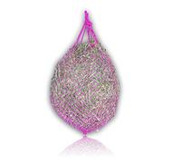 Close mesh hay net for horses - for species-appropriate feeding, improved digestion, hay bag for on the go, food bag suitable for ponies, horses, goats, animals - mesh 3 x 3 cm (2 x pink)