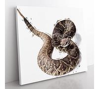 Close to a Rattle Snake in Abstract Modern Canvas Wall Art Print Ready to Hang, Framed Picture for Living Room Bedroom Home Office Décor, 35x35 cm (14x14 Inch)