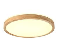 Close To Ceiling Lights, Minimalist Ultra-Thin LED Flush Mount Ceiling Light Fixture Natural Wood Frame Ceiling Lighting Light-Emitting at The Bottom of The lamp Ceiling Lamp for Bedroom Offic
