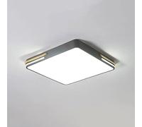 Close To Ceiling Lights, Nordic Wrought Iron Solid Wood Square LED Flush Mount Ceiling Light, Three-Color Dimming Ceiling Lamp, Acrylic Lamp Shade, Close to Ceiling Light Fixtures